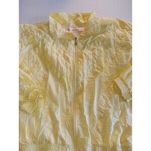 Rare Vintage 1980s G Casuals Retro Yellow Windbreaker Full Zip Jacket Size L